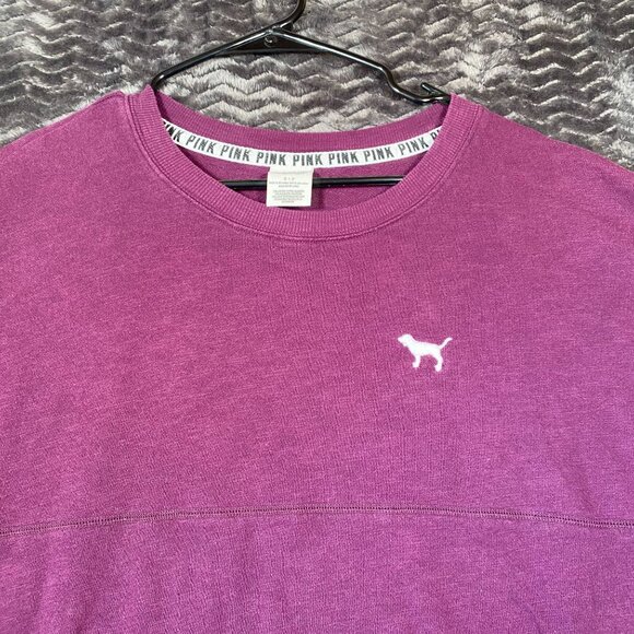 Victorias Secret Pink Love Pink Long Sleeve Crewneck purple shirt, Womens sz S/P - Picture 4 of 7
